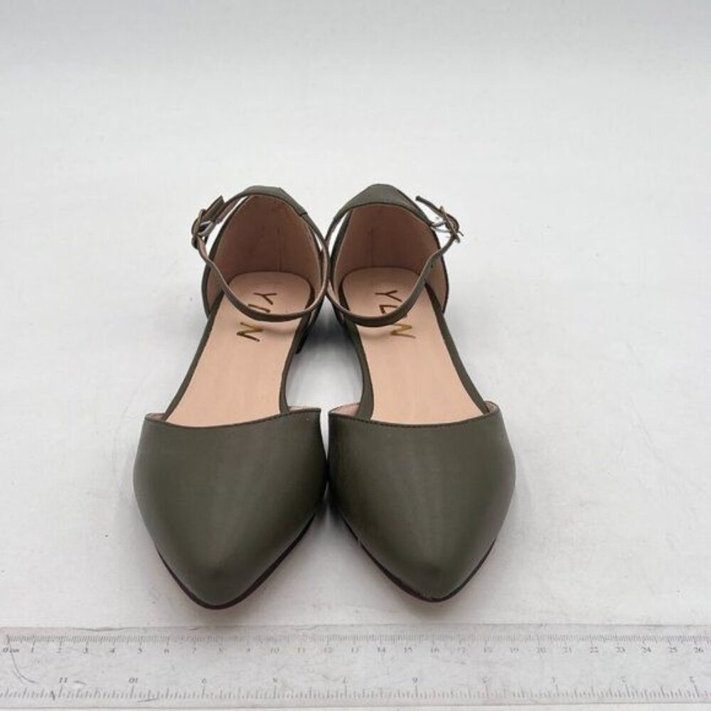 YDN Olive Ankle Strap D'Orsay Pointed Toe Ballet Flats Slip-on Walking Shoes - Picture 2 of 9